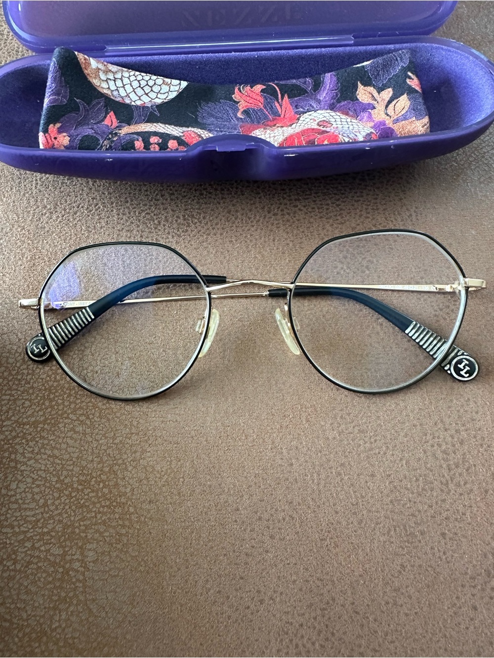 Lafont Wireframe Glasses with Black & Gold Detailing